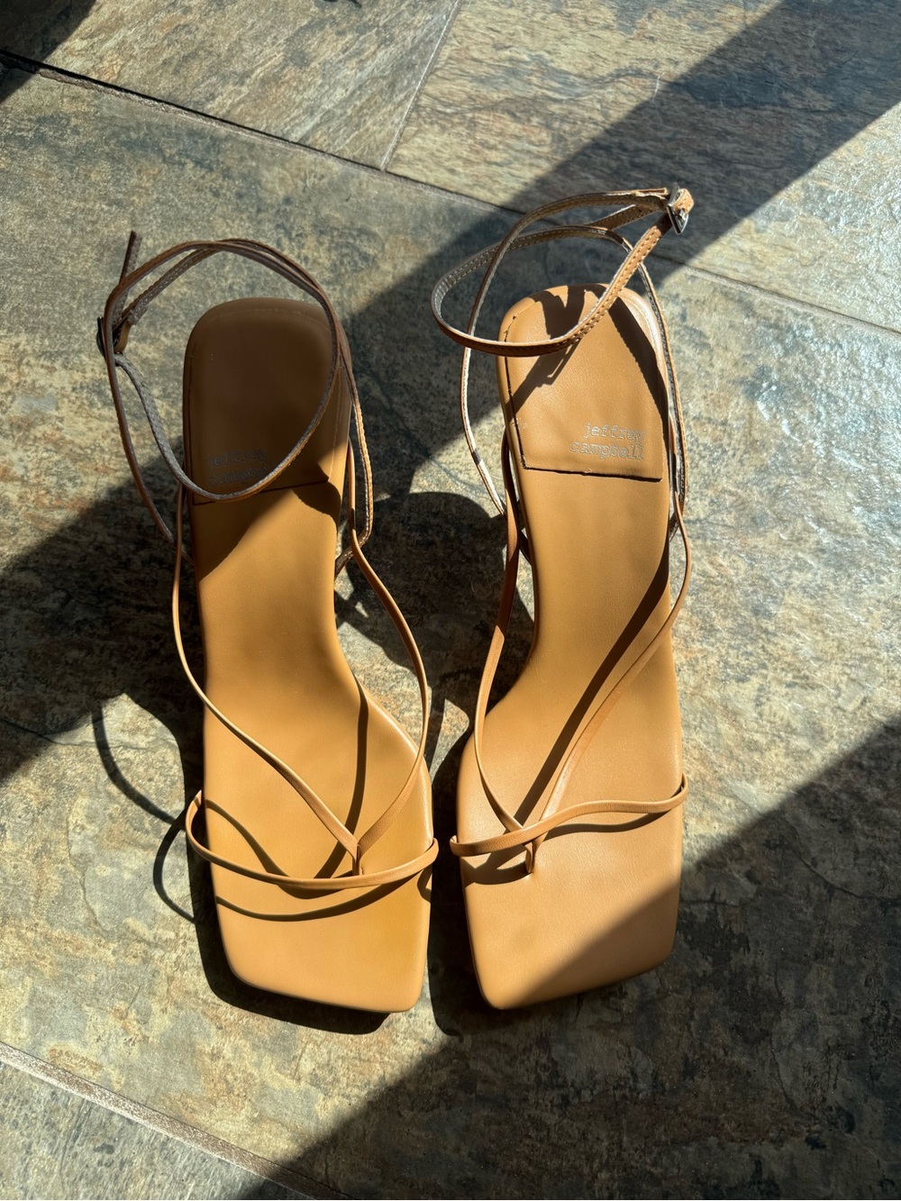 Jeffrey Campbell Strappy Square-Toe Women's Sandals in Tan